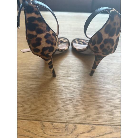 J.Crew Riley heeled sandals leopard calf hair with silver glitter size 7 Italy - Picture 7 of 10